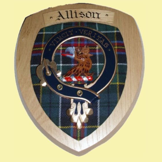 Allison Clan Crest Tartan 10 x 12 Woodcarver Wooden Wall Plaque 
