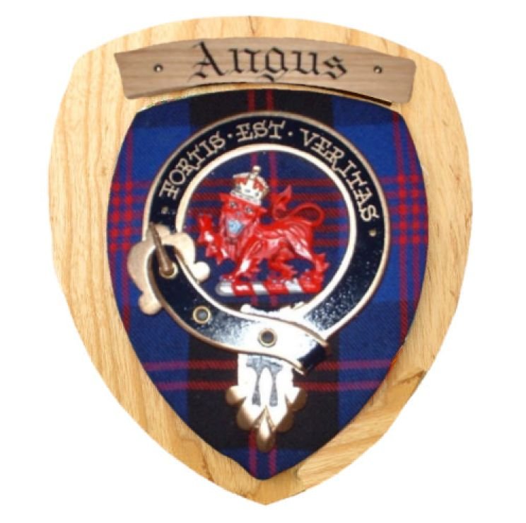 Image 2 of Angus Clan Crest Tartan 10 x 12 Woodcarver Wooden Wall Plaque 