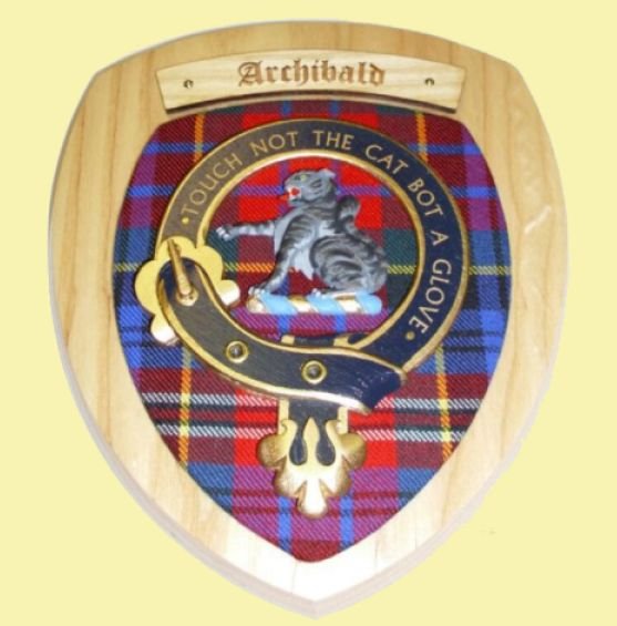 Image 0 of Archibald Clan Crest Tartan 7 x 8 Woodcarver Wooden Wall Plaque 