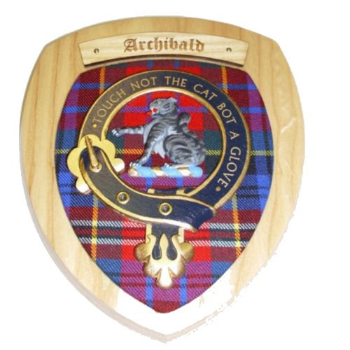 Image 2 of Archibald Clan Crest Tartan 7 x 8 Woodcarver Wooden Wall Plaque 