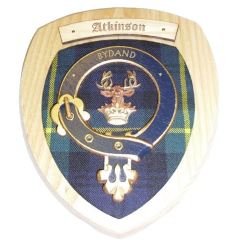 Image 2 of Atkinson Clan Crest Tartan 7 x 8 Woodcarver Wooden Wall Plaque 