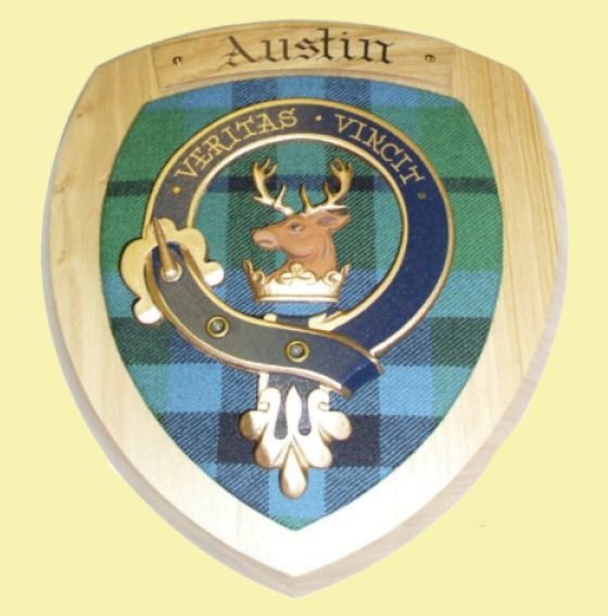 Austin Clan Crest Tartan 10 x 12 Woodcarver Wooden Wall Plaque 