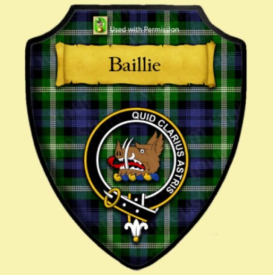 Image 0 of Baillie Ancient Tartan Crest Wooden Wall Plaque Shield