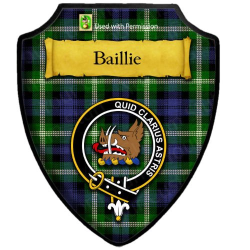 Image 2 of Baillie Ancient Tartan Crest Wooden Wall Plaque Shield