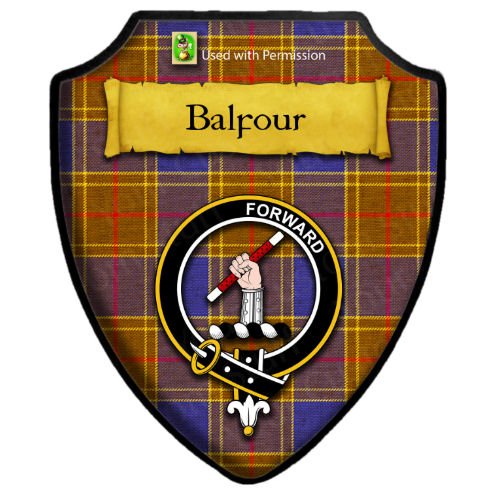 Image 2 of Balfour Modern Tartan Crest Wooden Wall Plaque Shield