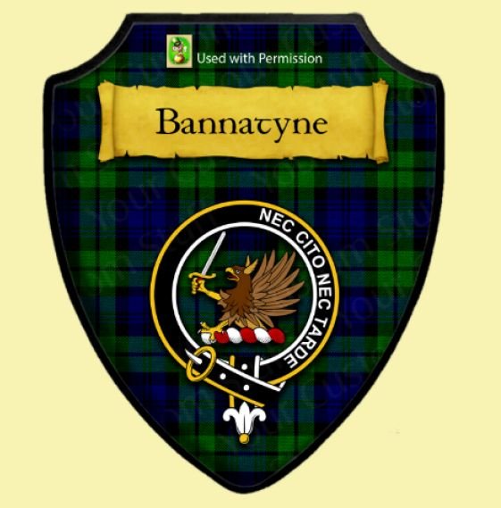 Image 0 of Bannatyne Tartan Crest Wooden Wall Plaque Shield