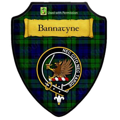 Image 2 of Bannatyne Tartan Crest Wooden Wall Plaque Shield