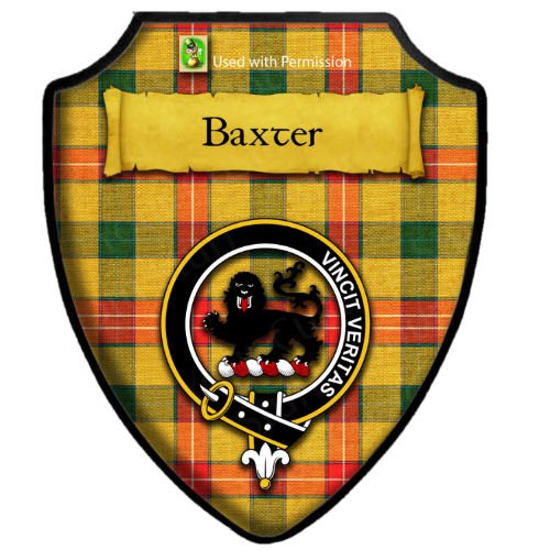 Image 2 of Baxter Ancient Tartan Crest Wooden Wall Plaque Shield