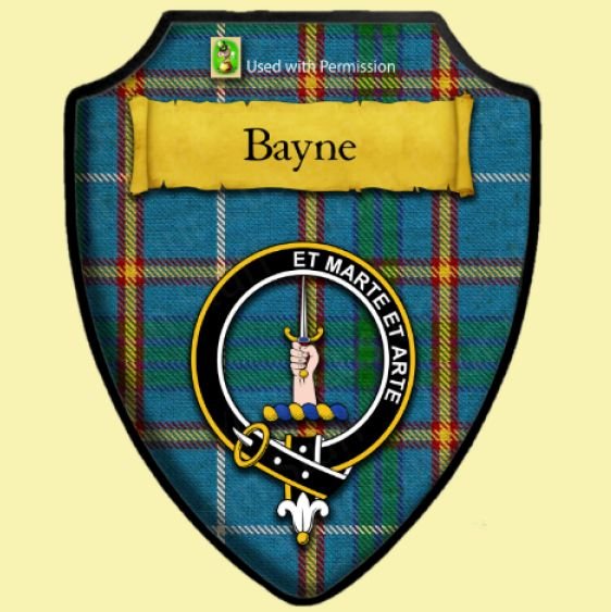 Image 0 of Bayne Bright Tartan Crest Wooden Wall Plaque Shield