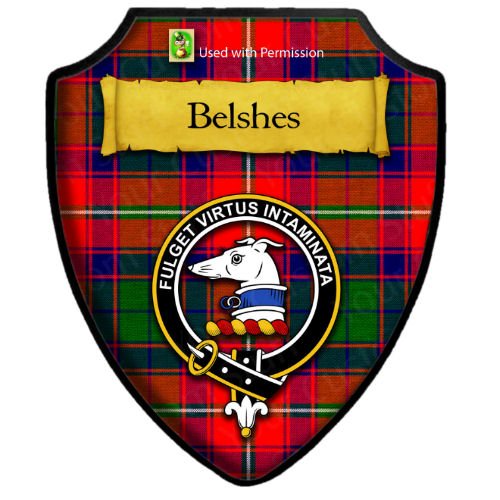 Image 2 of Belshes Red Tartan Crest Wooden Wall Plaque Shield