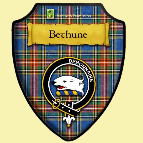 Image 0 of Bethune Ancient Tartan Crest Wooden Wall Plaque Shield