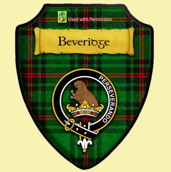 Beveridge Green Tartan Crest Wooden Wall Plaque Shield