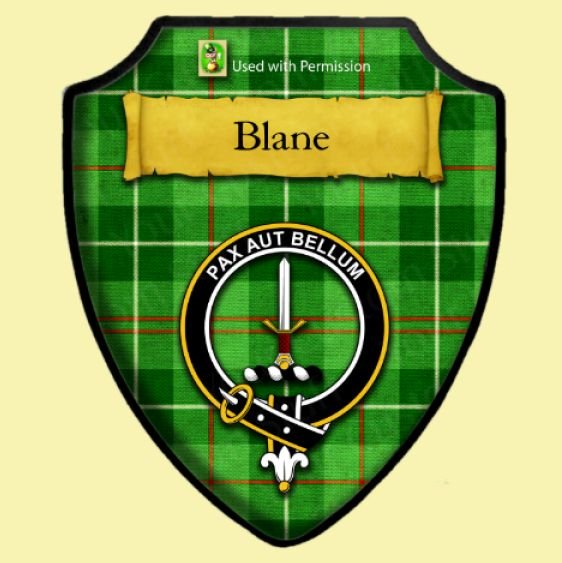 Blane Green Tartan Crest Wooden Wall Plaque Shield