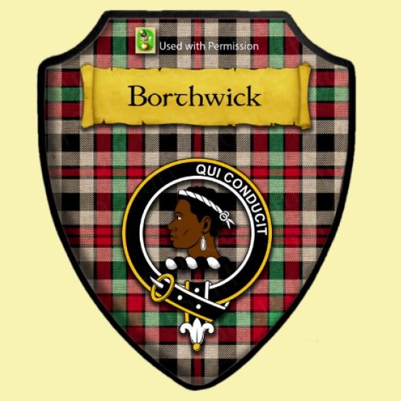 Borthwick Modern Tartan Crest Wooden Wall Plaque Shield