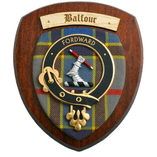 Image 2 of Balfour Clan Crest Tartan 7 x 8 Woodcarver Wooden Wall Plaque 