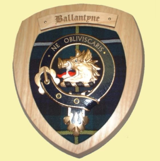 Image 0 of Ballantyne Clan Crest Tartan 7 x 8 Woodcarver Wooden Wall Plaque 