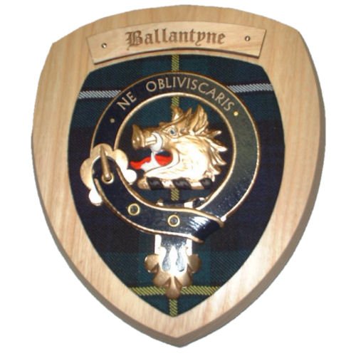 Image 2 of Ballantyne Clan Crest Tartan 7 x 8 Woodcarver Wooden Wall Plaque 