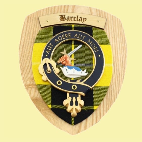 Image 0 of Barclay Clan Crest Tartan 10 x 12 Woodcarver Wooden Wall Plaque 