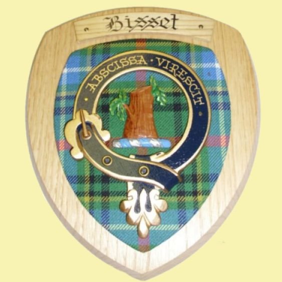 Image 0 of Bisset Clan Crest Tartan 10 x 12 Woodcarver Wooden Wall Plaque 