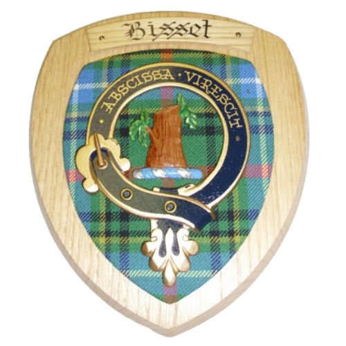 Image 2 of Bisset Clan Crest Tartan 10 x 12 Woodcarver Wooden Wall Plaque 