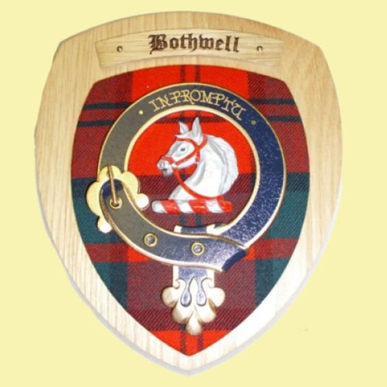 Bothwell Clan Crest Tartan 7 x 8 Woodcarver Wooden Wall Plaque 