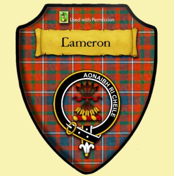 Image 0 of Cameron Of Lochiel Ancient Tartan Crest Wooden Wall Plaque Shield