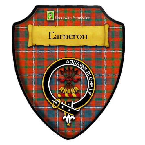 Image 2 of Cameron Of Lochiel Ancient Tartan Crest Wooden Wall Plaque Shield
