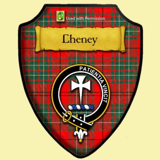 Image 0 of Cheney Red Tartan Crest Wooden Wall Plaque Shield