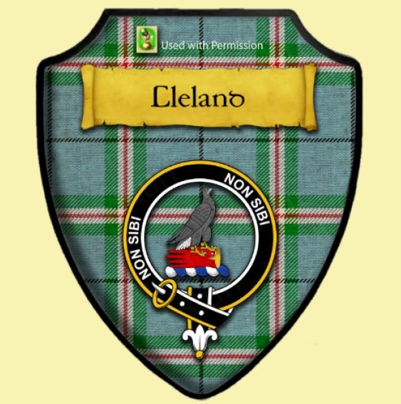 Image 0 of Cleland Green Tartan Crest Wooden Wall Plaque Shield