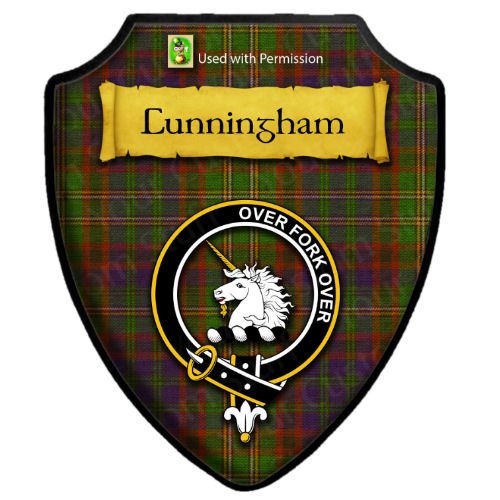 Image 2 of Cunningham Hunting Tartan Crest Wooden Wall Plaque Shield