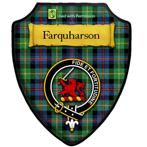 Image 2 of Farquharson Ancient Tartan Crest Wooden Wall Plaque Shield