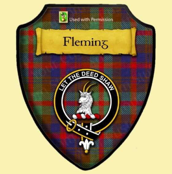 Image 0 of Fleming Ancient Tartan Crest Wooden Wall Plaque Shield