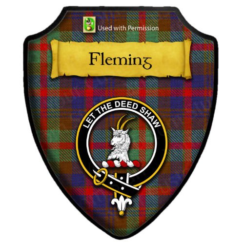 Image 2 of Fleming Ancient Tartan Crest Wooden Wall Plaque Shield