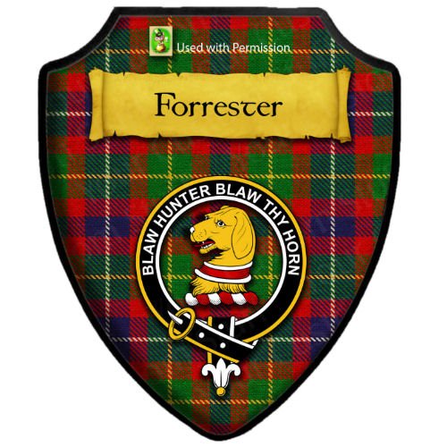 Image 2 of Forrester Dress Tartan Crest Wooden Wall Plaque Shield