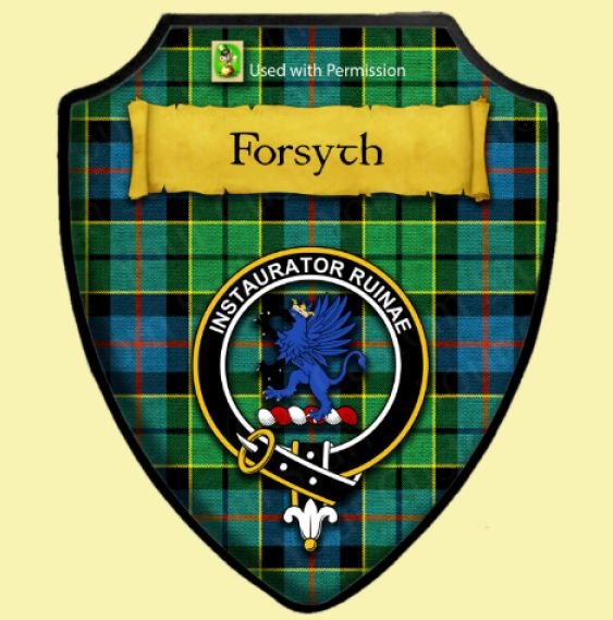 Image 0 of Forsyth Ancient Tartan Crest Wooden Wall Plaque Shield