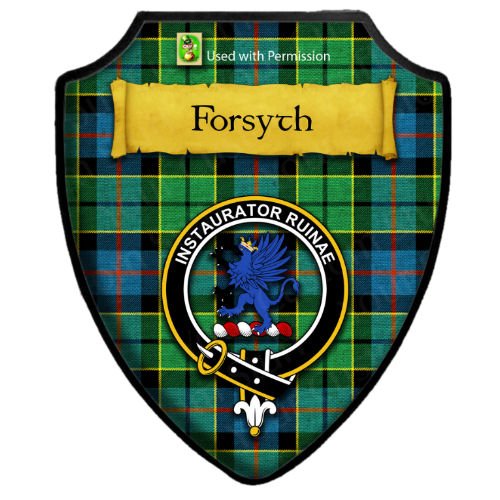 Image 2 of Forsyth Ancient Tartan Crest Wooden Wall Plaque Shield