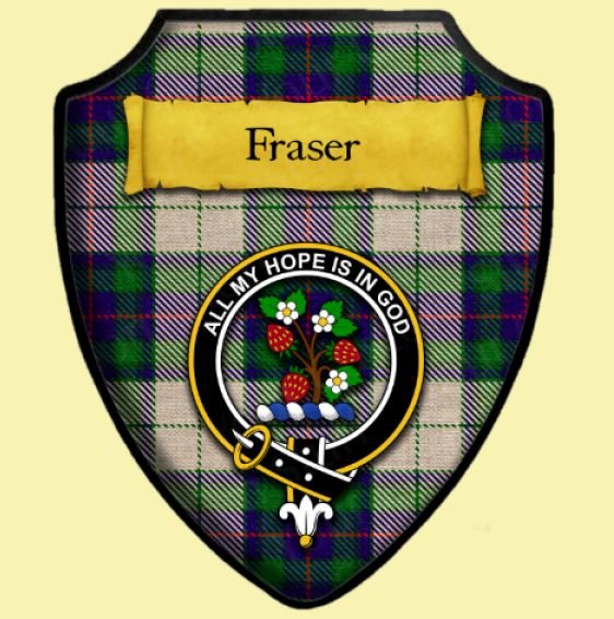 Image 0 of Fraser Dance Modern Tartan Crest Wooden Wall Plaque Shield