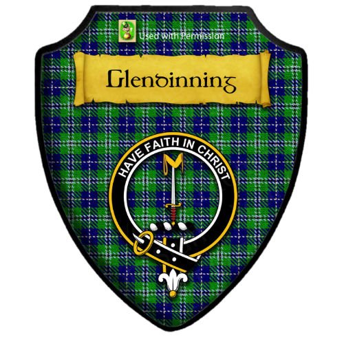 Image 2 of Glendinning Ancient Tartan Crest Wooden Wall Plaque Shield
