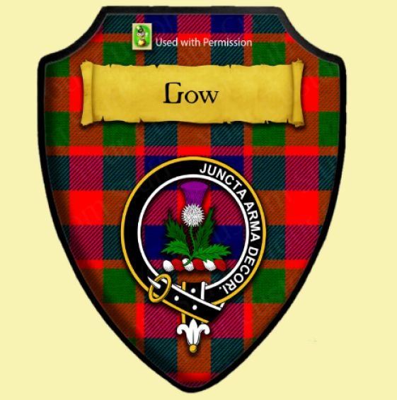 Image 0 of Gow Of Skeoch Modern Tartan Crest Wooden Wall Plaque Shield