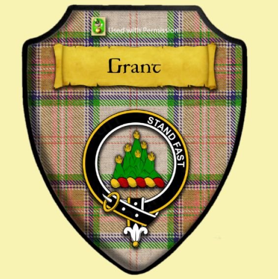 Image 0 of Grant Of Auchnarrow Modern Tartan Crest Wooden Wall Plaque Shield