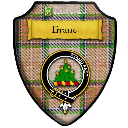 Image 2 of Grant Of Auchnarrow Modern Tartan Crest Wooden Wall Plaque Shield