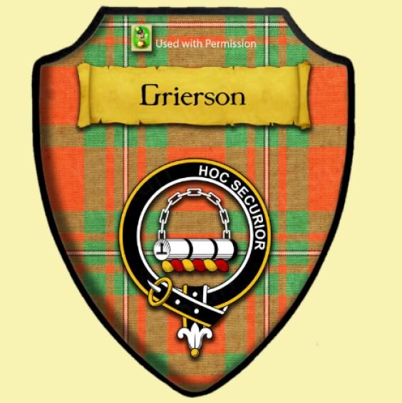 Image 0 of Grierson Ancient Tartan Crest Wooden Wall Plaque Shield