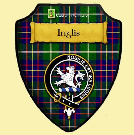 Image 0 of Inglis Green Modern Tartan Crest Wooden Wall Plaque Shield