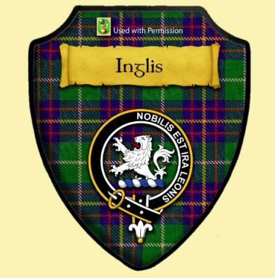 Image 4 of Inglis Green Modern Tartan Crest Wooden Wall Plaque Shield
