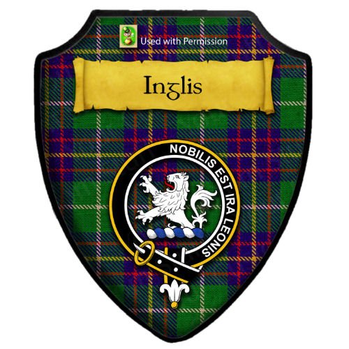 Image 6 of Inglis Green Modern Tartan Crest Wooden Wall Plaque Shield