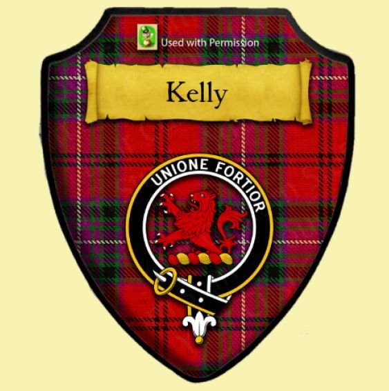 Kelly Of Sleat Red Tartan Crest Wooden Wall Plaque Shield