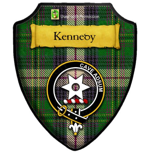 Image 2 of Kennedy Of Pendleton Dress Tartan Crest Wooden Wall Plaque Shield