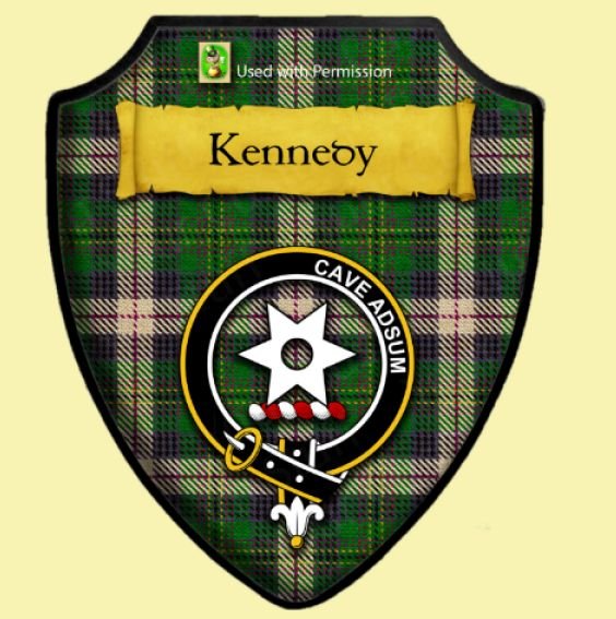 Image 4 of Kennedy Of Pendleton Dress Tartan Crest Wooden Wall Plaque Shield