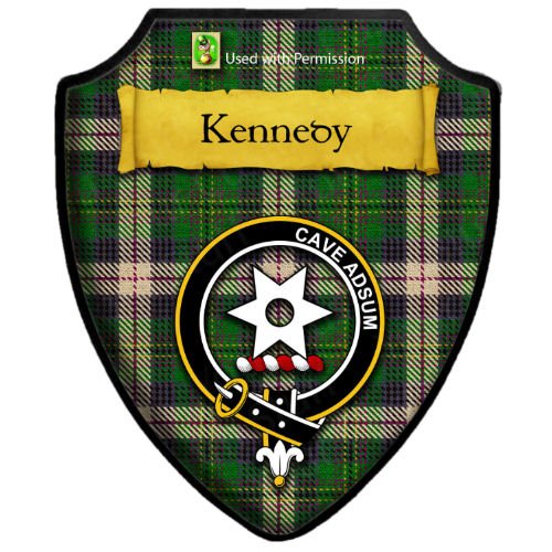 Image 6 of Kennedy Of Pendleton Dress Tartan Crest Wooden Wall Plaque Shield