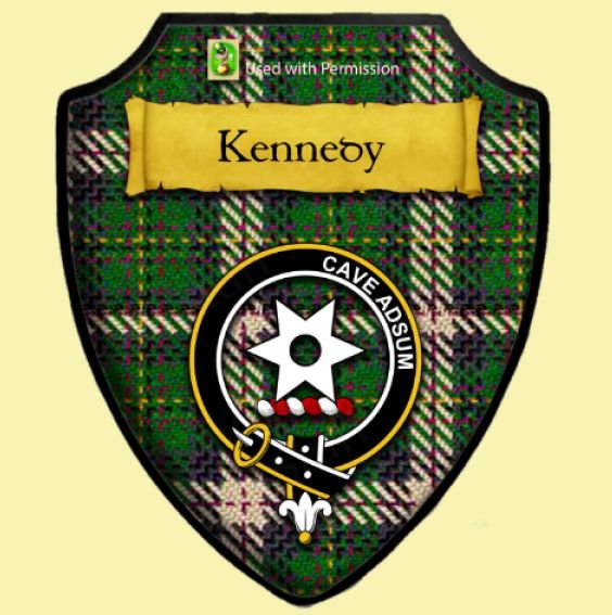 Image 7 of Kennedy Of Pendleton Dress Tartan Crest Wooden Wall Plaque Shield